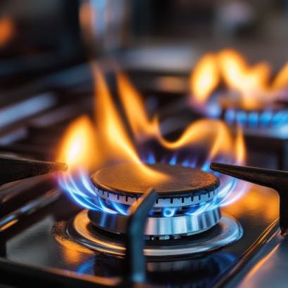 Flamme bleue d'une cuisinière à gaz, diagnostic gaz